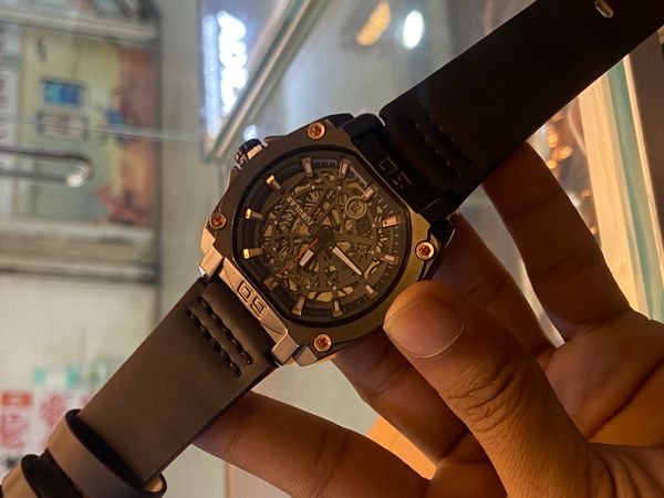Tubular Black Dial Black Belt AA RG Nut
