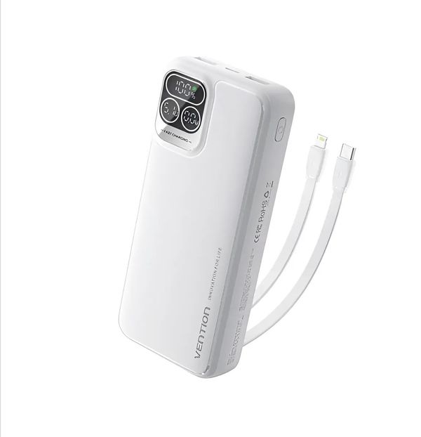 Vention I13WB-V2 10000mAh 22.5W LED Display Power Bank – White .