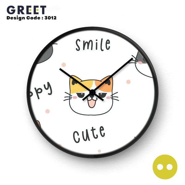 Cute Smile Cat Theme Wall Clock