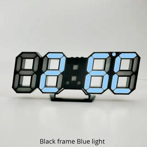 3D LED Digital Clock Glowing Decoration Wall or Table Clock – Blue LED