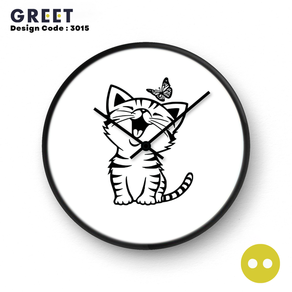 Happy Happy Cat Theme Wall Clock