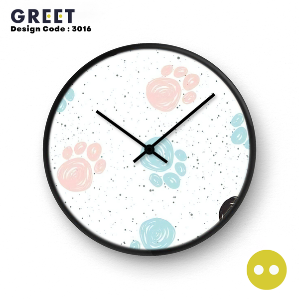 Color Paws Cat Theme Wall Clock