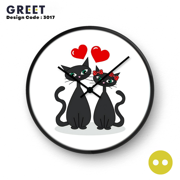Twin Kitty Cat Theme Wall Clock