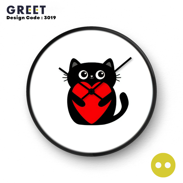 Love Kitty Cat Theme Wall Clock
