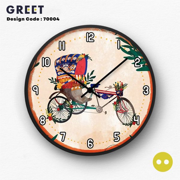 Rickshaw White Pattern Wall Clock