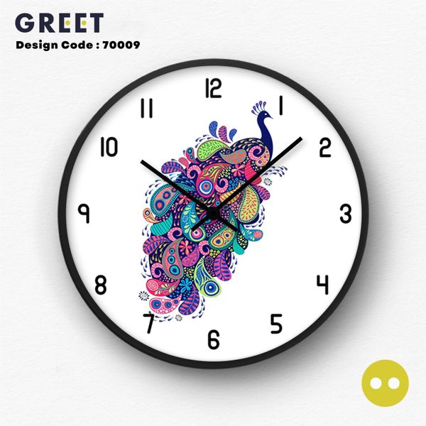 Peacock White Theme Artistic Wall Clock