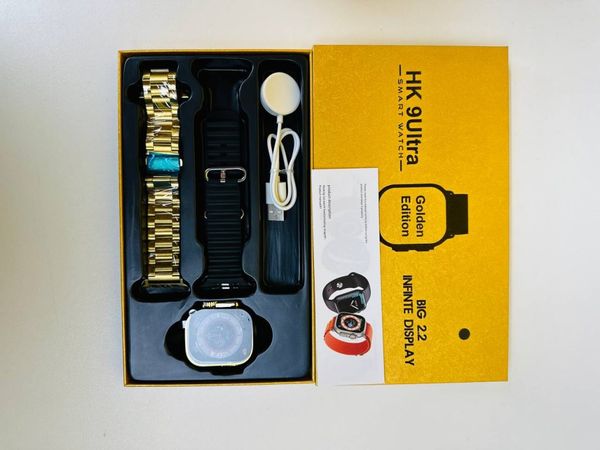 HK 9Ultra Smartwatch Golden Edition (Dual Straps) โ Black Color