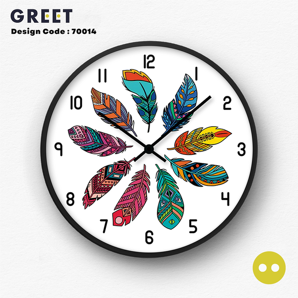 Artistic Feather Pattern Wall Clock