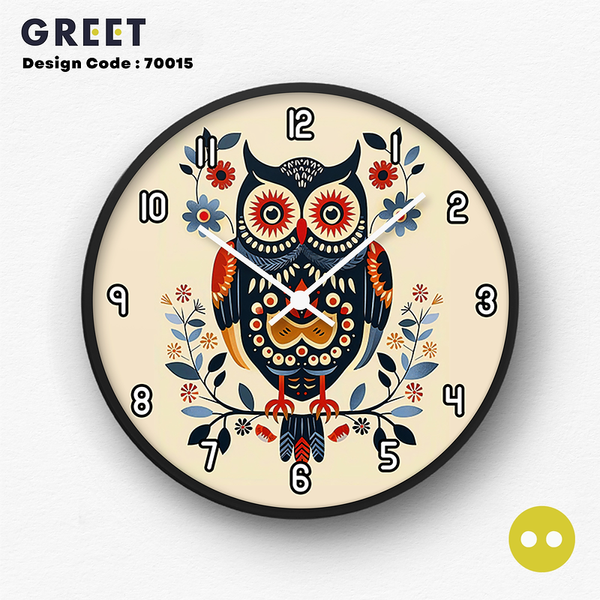Artistic Owl Pattern Wall Clock