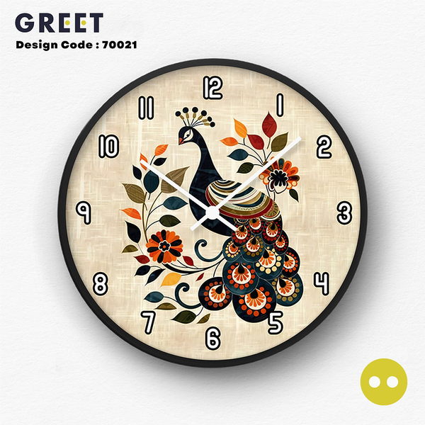Peacock with Spring Pattern Wall Clock