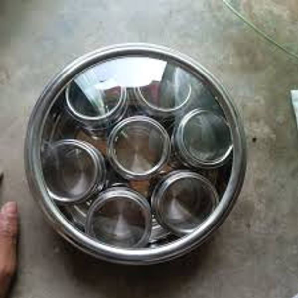 ৮ পিছের মসলা জার সেট-8 Pcs Stainless Steel Spice Jar with Glass Lid