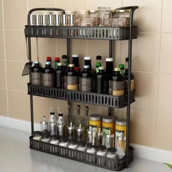 ৩ লেয়ার মেটাল শেল্ফ-3 Tier Wall Hanging Metal Shelf-wide coffe