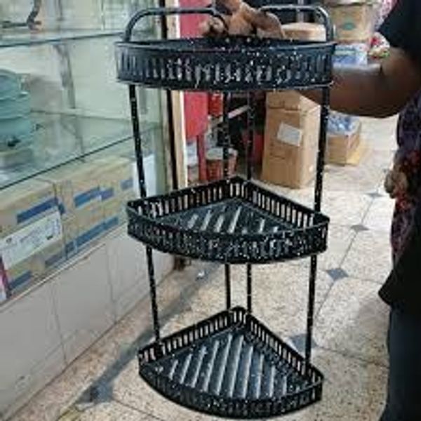 ৩ লেয়ার মেটাল কর্নার শেল্ফ-3 Tier Wall Hanging Metal Corner Shelf-Black