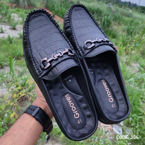 Cow Leather Crocodile Dice leather moccasin half Shoe for Men’s - 304