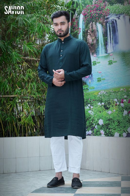 Forest Green Premium Panjabi – Classic Elegance for Men