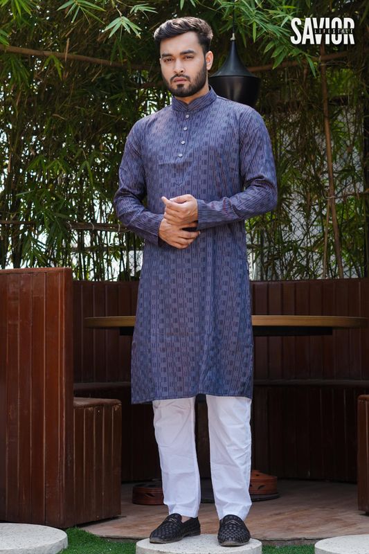 Metal Strips Premium Panjabi – Modern Festive Wear for Men