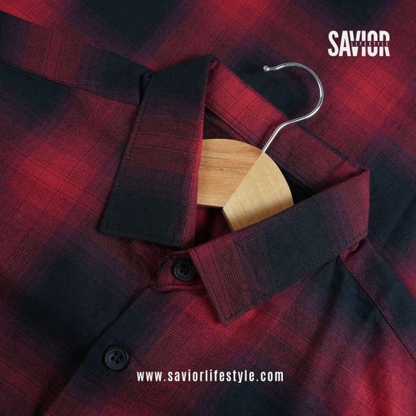 Cherry Black - Full Sleeve Pocket Less Check Shirt