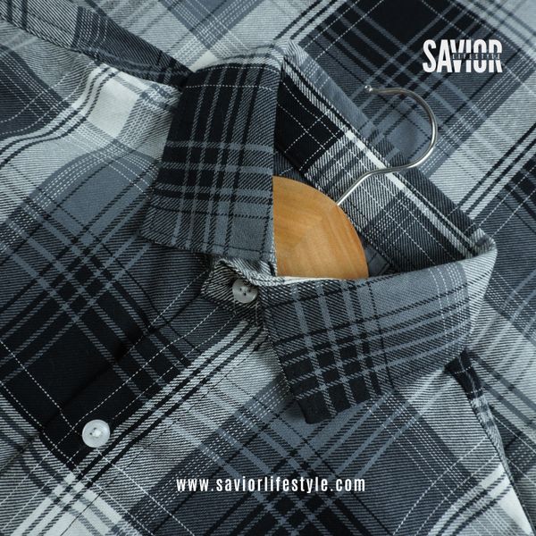 Stone Black - Full Sleeve Pocket Less Check Shirt