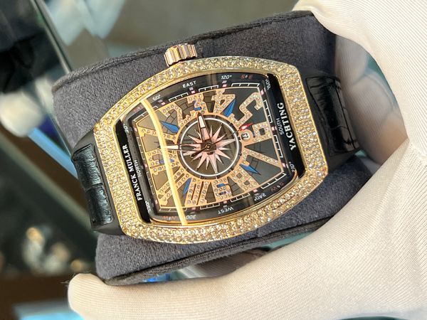 Franck Muller Vanguard Black Belt Gold Stone