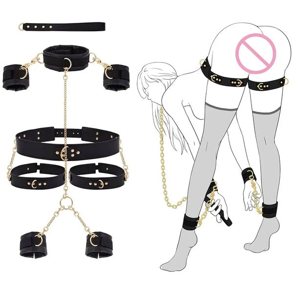 Sex Bondage Kit BDSM Restraints Fetish Erotic Sex Toys Couples Women Bandage Slave Collars Obedience Handcuffs Master Adult Game