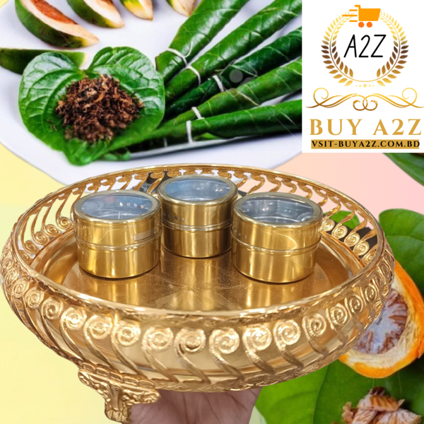 Paner Bata Pandan Sets Khandani Paner Box Betel Leaf serving tray gold-পানদান