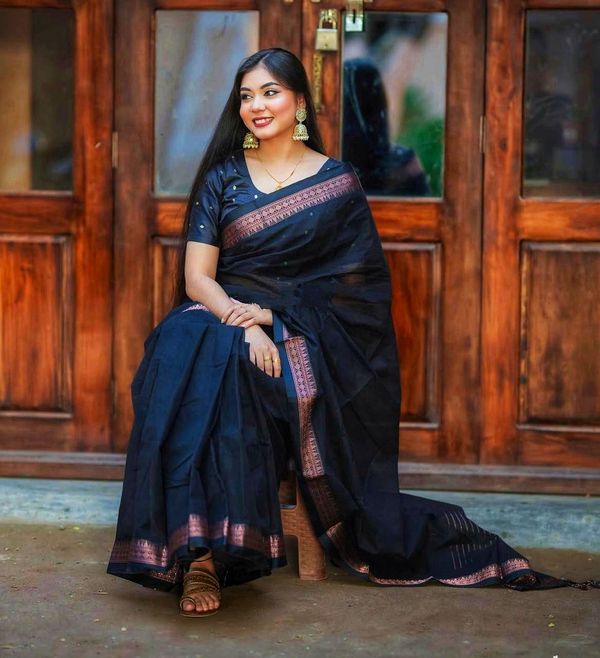 Elegant Black handloom saree