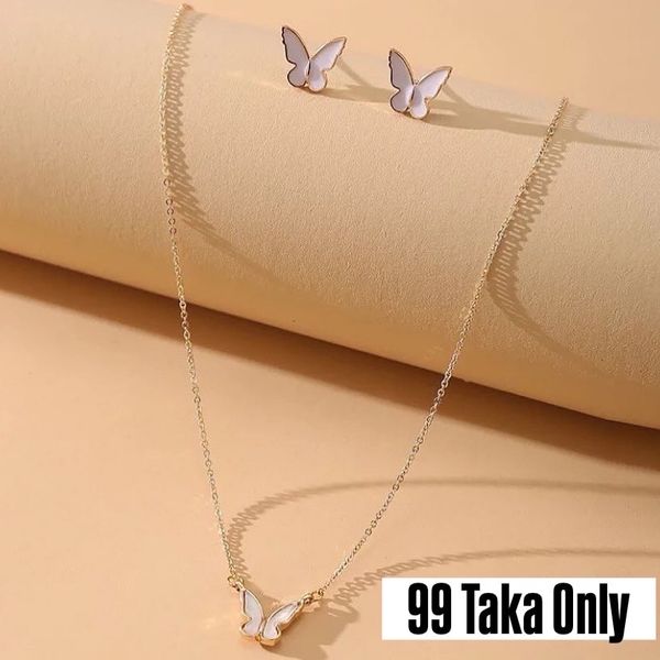 butterfly jewellery set. eartop and chain