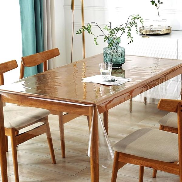PVC 1.6mm Transparent Clear Dining Table Cover mat / Cloth Waterproof Protector - For 6 Chair ( 7 fit by 4.7 fit )