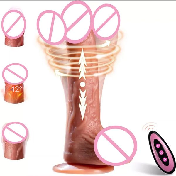 Remote Controlled Heating Thrusting Realistic Big Penis Vibrator Dildo with Suction Cup G Spot Massager Adult Sex Toys for Women