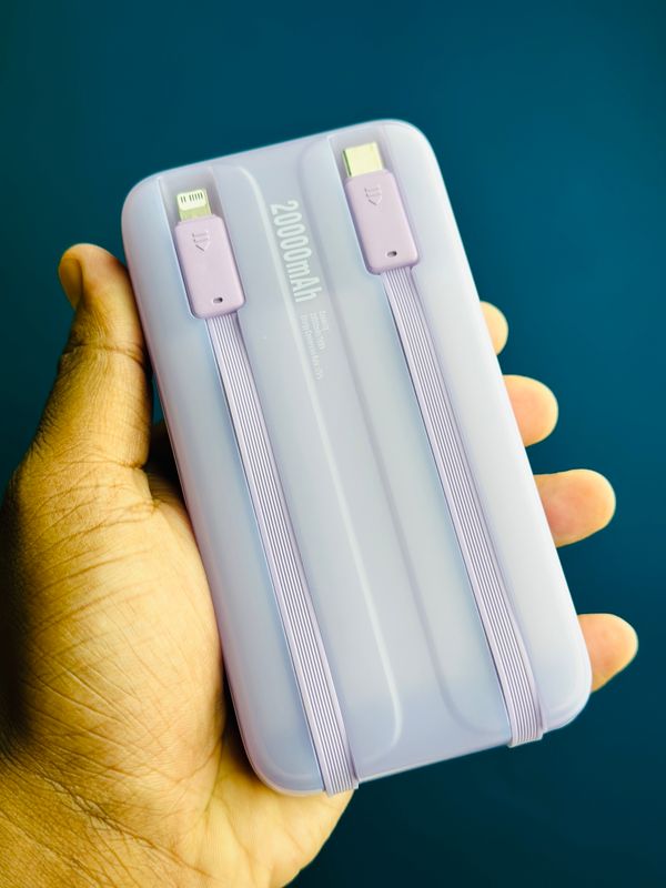 Baseus Comet Series 22.5W 20000mAh Dual Cable Digital Display Power Bank – White Color
