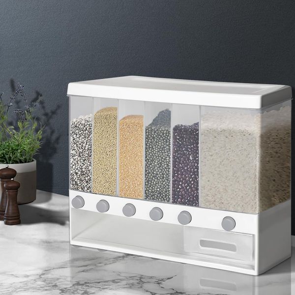 6-in-1 Grain & Cereal Dispenser – Large Capacity, One-Click Rice & Grain Storage