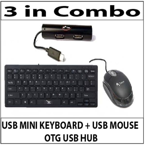 3 in 1 Combo ( D tec ) USB Mini Keyboard + MOUSE & OTG HUB