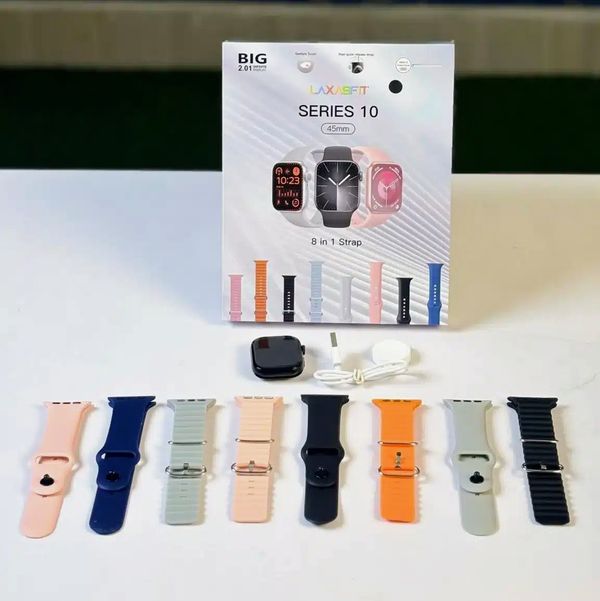 8-in-1 Series Laxasfit 10 Smart Watch | 1.9″ AMOLED Display, Bluetooth Calling, 8 Stylish Straps, Long Battery Life