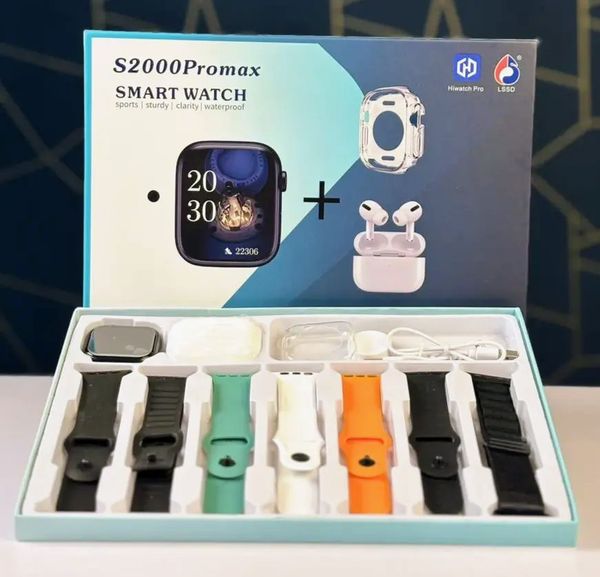S2000 Pro Max 7-in-3 Smartwatch Combo | Bluetooth Calling, TWS Earbuds & Premium Accessories