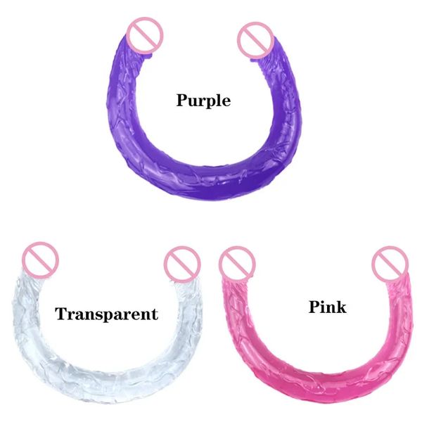 Soft Jelly Dildo Double Long Realistic Dildos Cock Lesbian Vaginal Anal Plug Flexible Fake Penis For Women Dildos Sex Toys