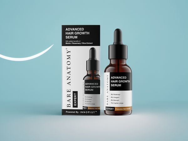 Bare Anatomy Advanced Hair Growth Serum | 3% Redensyl + 4% Anagain + 3% Baicapil + 1% Capilia Longa, Rosemary, Biotin & Rice Extract | Thick Density | Hair growth & Hair fall control serum for Women & Men | -(30ml)