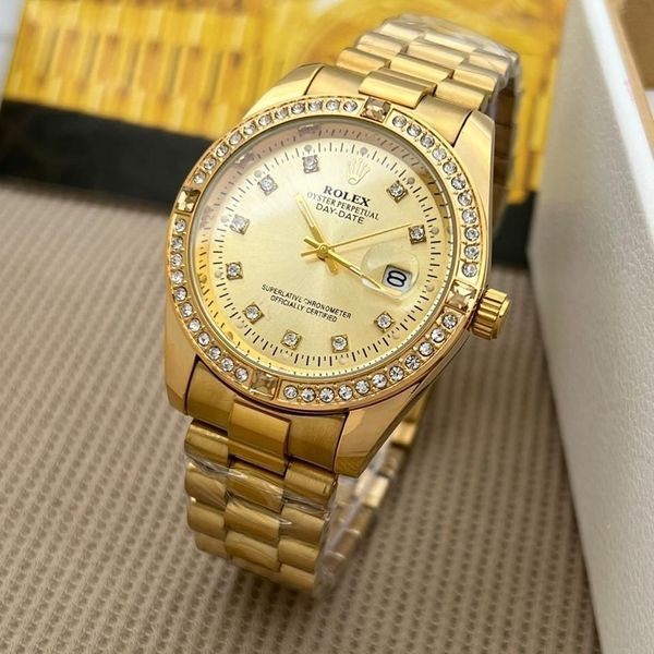 Rolex Men Stainless Steel Watch,For Men, premium quality-Gold রোলেক্স হাত গড়ি