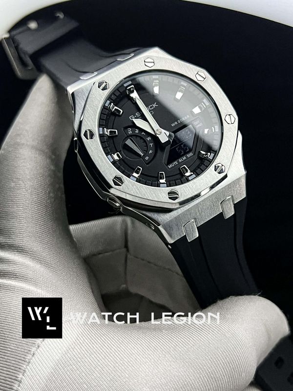 GSHOCK CASIOAK GA2100 SILVER CASE BLACK BELT