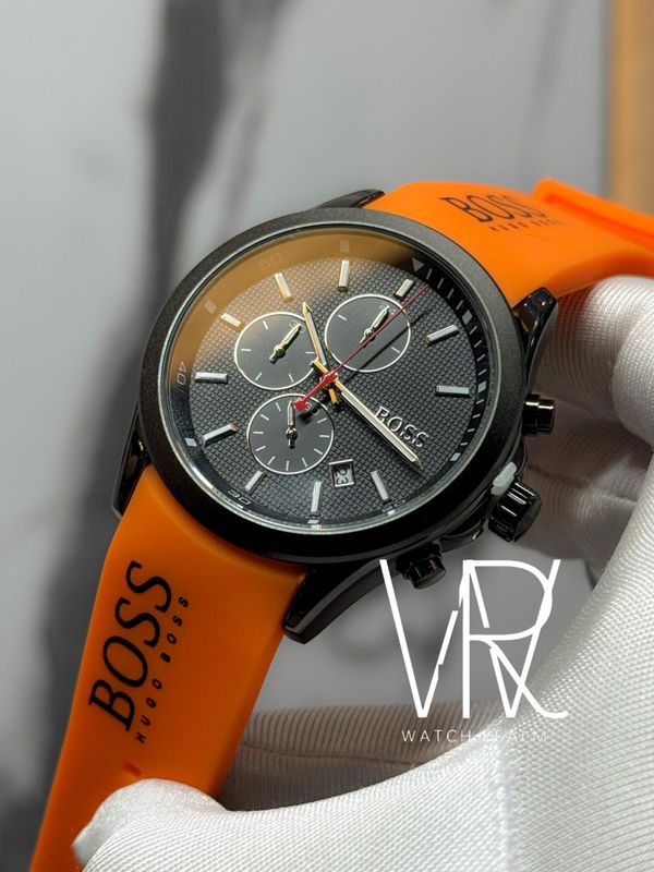 BOSS CHRONO ORANGE BELT BLACK DIAL