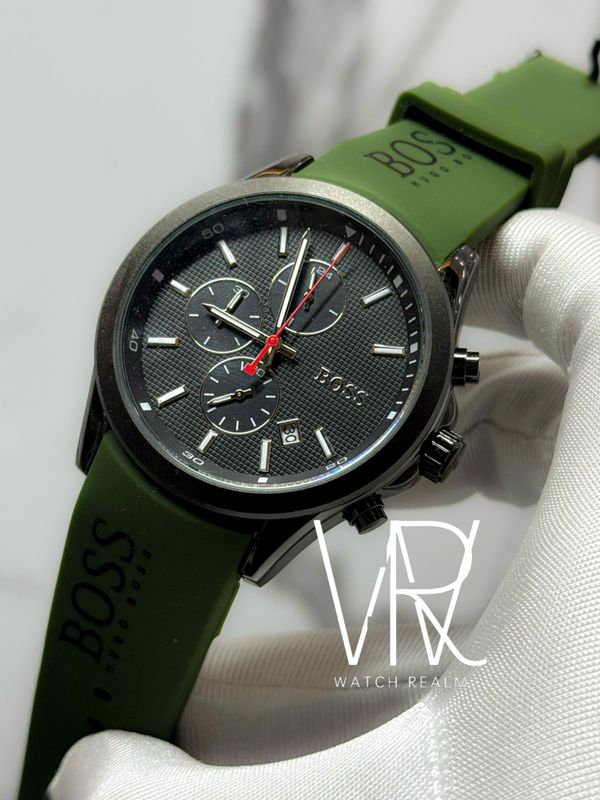 BOSS CHRONO GREEN BELT BLACK DIAL
