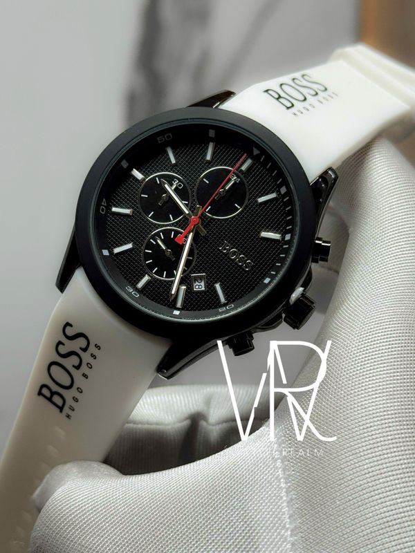 BOSS CHRONO WHITE BELT BLACK DIAL