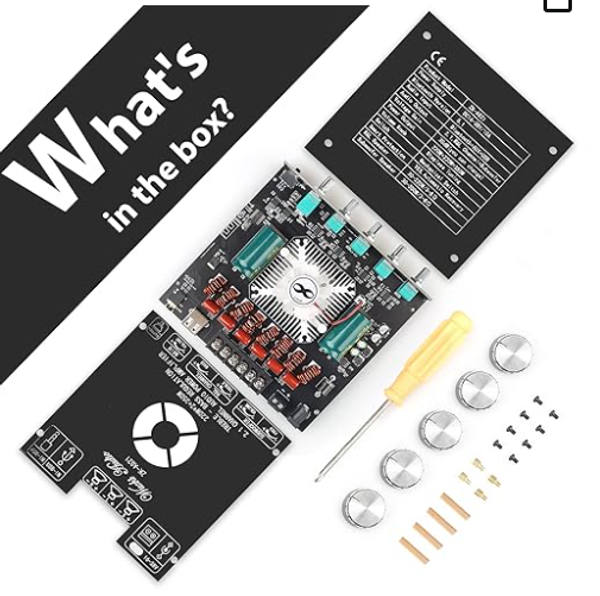 ZK-AS21 220W*2+350W 2.1 Bluetooth Power Amplifier Board with TPA3255 Chip, 18V-36V Bluetooth Speaker Audio Amplifier Module