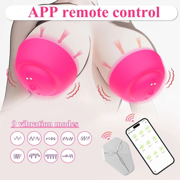 9 Strong Vibrating Nipple Toy Vibrator for Women APP Remote Control Soft Silicone Breast Stimulation Massager Sex Toys for Adult
