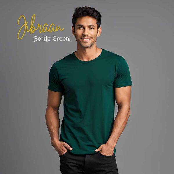 Premium Solid Bottle Green Colour T-shirt