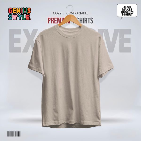 Biscuit Color Premium Drop Shoulder Solid T-shirt