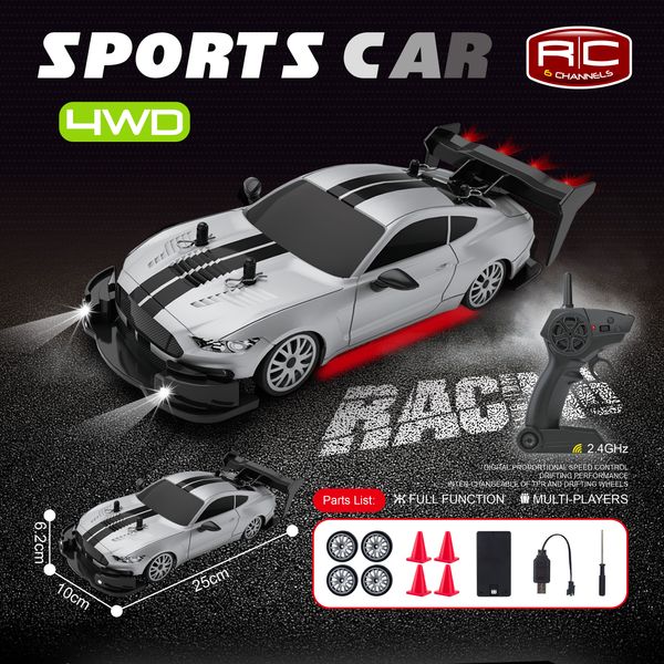 Mustung 4WD RC Drift Car With Tires & Traffic Cones