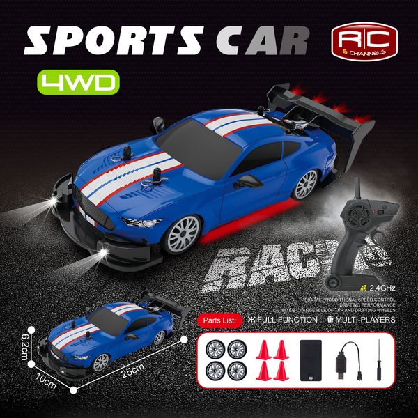 Mustang 4WD RC Drift Car With Tires & Traffic Cones