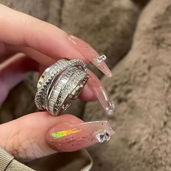 silver layered ring. adjustable