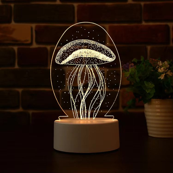 GearUP Acrylic Multicolor Night Lamp White (Jelly Fish)