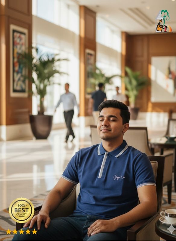 Men's Classic Blue Polo T-Shirt | 210 GSM Premium Cotton | Slim Fit Casual Wear | Palli